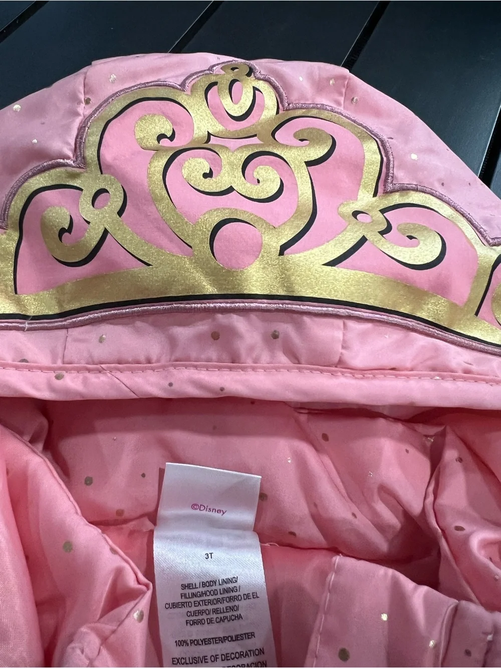 Disney Pink Hooded Vest with Gold Tiara Detail
